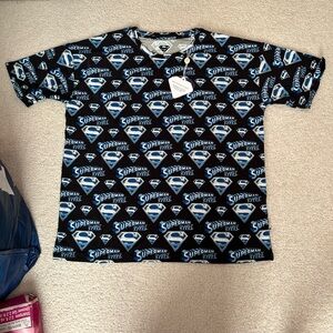 Bums and roses Superman man of steel shirt bamboo size 16 NWT women’s XS/S blue